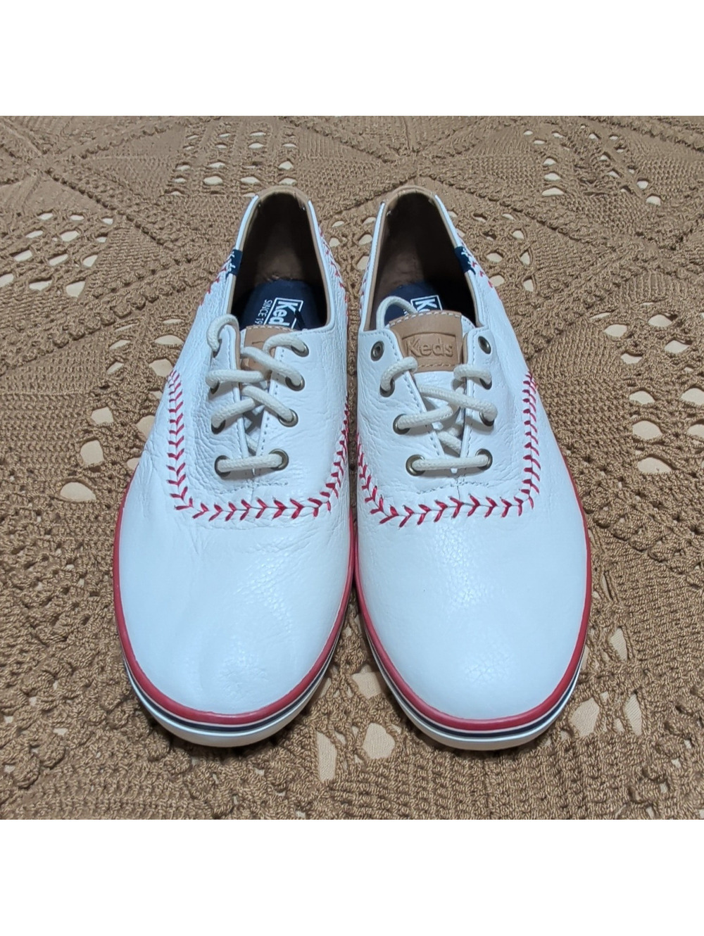 Keds Women's Champion Pennant sneakers  US 10 Leather White/Red Stitching